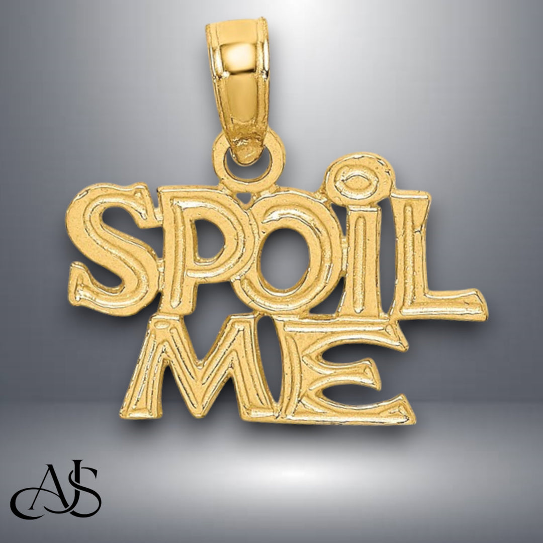 14K Yellow Gold SPOIL ME Charm with Necklace Chain Options