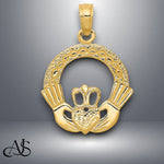 Load image into Gallery viewer, 14K Yellow Gold Claddagh Charm with Necklace Chain Options
