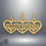 Load image into Gallery viewer, 14K Yellow Gold Triple Heart Diamond-cut BEST FRIENDS Break-apart Pendant with Necklace Chain Options
