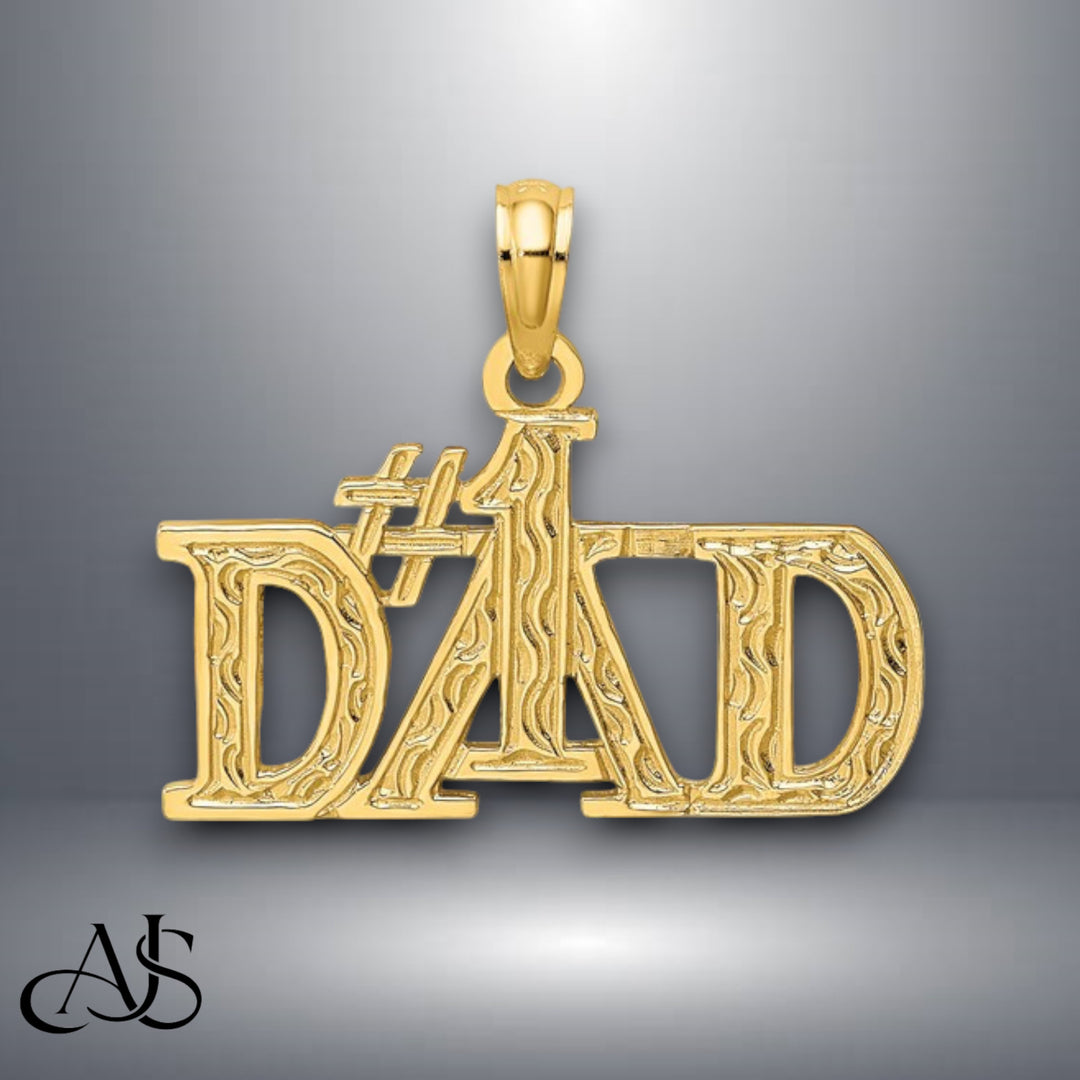 14K Yellow Gold #1 DAD Charm with Necklace Chain Options