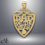 Load image into Gallery viewer, 14K Yellow Gold "Dad Of The Year Plaque Charm with Necklace Chain Options
