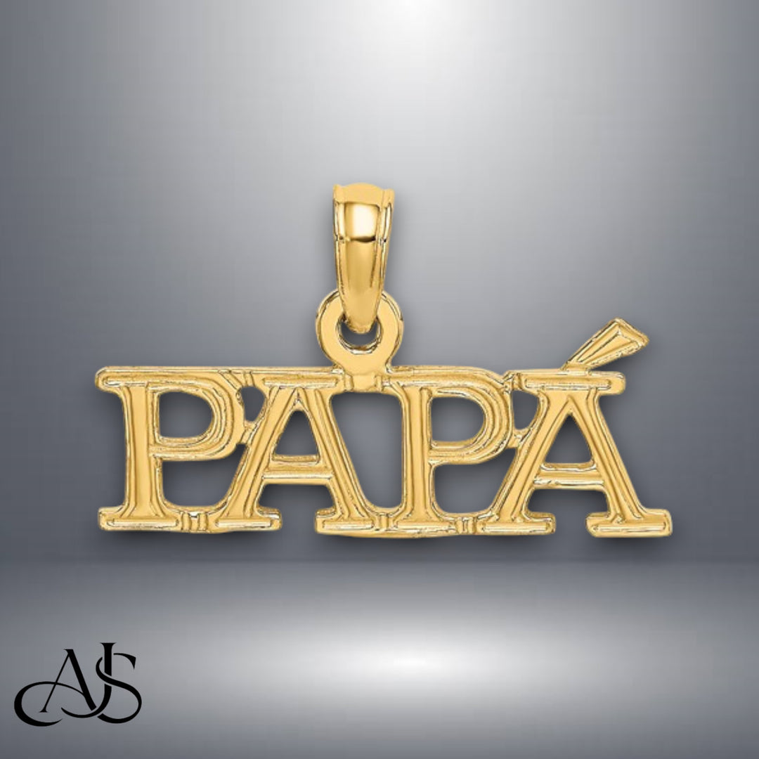 14K Yellow Gold PAPA Charm with Necklace Chain Options
