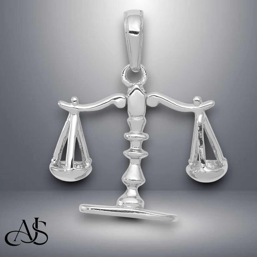 14K Yellow Gold or White Gold 3-D Moveable Scales of Justice Pendant with Necklace Chain Options