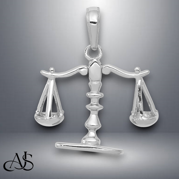 14K Yellow Gold or White Gold 3-D Moveable Scales of Justice Pendant with Necklace Chain Options