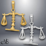 Load image into Gallery viewer, 14K Yellow Gold or White Gold 3-D Moveable Scales of Justice Pendant with Necklace Chain Options
