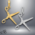 Load image into Gallery viewer, 14K Yellow Gold or White Gold 3-D Moveable Scissors Pendant with Necklace Chain Options
