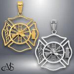 Load image into Gallery viewer, 14K Yellow Gold or White Gold Fireman Shield Pendant with Necklace Chain Options
