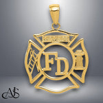 Load image into Gallery viewer, 14K Yellow Gold or White Gold FD MEMBER in Shield Pendant with Necklace Chain Options
