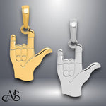 Load image into Gallery viewer, 14K Yellow Gold or White Gold I Love You Hand/ Sign Language Pendant with Necklace Chain Options
