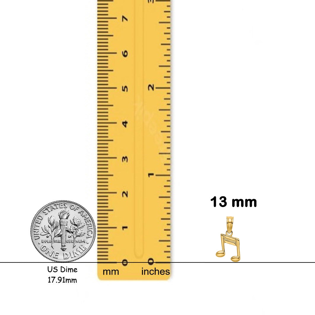14K Yellow Gold Double Notes Charm with Necklace Chain Options