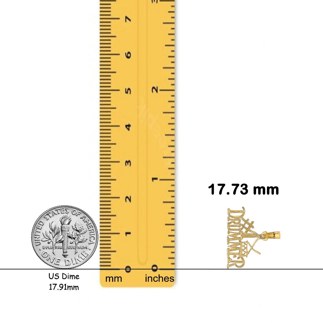 14K Yellow Gold #1 DRUMMER Charm with Necklace Chain Options