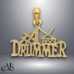 Load image into Gallery viewer, 14K Yellow Gold #1 DRUMMER Charm with Necklace Chain Options
