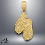 Load image into Gallery viewer, 14K Yellow Gold 3D MYRTLE BEACH Flip-Flops Charm with Necklace Chain Options
