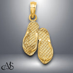 Load image into Gallery viewer, 14K Yellow Gold 3D FT. MYERS Double Flip-Flop Charm with Necklace Chain Options
