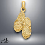 Load image into Gallery viewer, 14K Yellow Gold 3D DESTIN, FLORIDA Double Flip-Flop Charm with Necklace Chain Options
