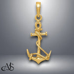 Load image into Gallery viewer, 14K Yellow Gold 3-D Anchor w/Shackle and Entwined Rope Pendant with Necklace Chain Options
