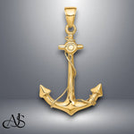 Load image into Gallery viewer, 14K Yellow Gold 3-D Anchor with Rope Pendant with Necklace Chain Options
