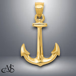 Load image into Gallery viewer, 14K Yellow Gold 3-D Anchor Pendant with Necklace Chain Options
