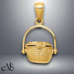 Load image into Gallery viewer, 14K Yellow Gold 3-D Nantucket Basket Pendant with Necklace Chain Options
