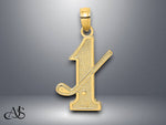 Load image into Gallery viewer, 14K Yellow Gold Golf Club and Ball on #1 Charm with Necklace Chain Options
