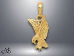 Load image into Gallery viewer, 14K Yellow Gold Eagle Landing Pendant with Necklace Chain Options
