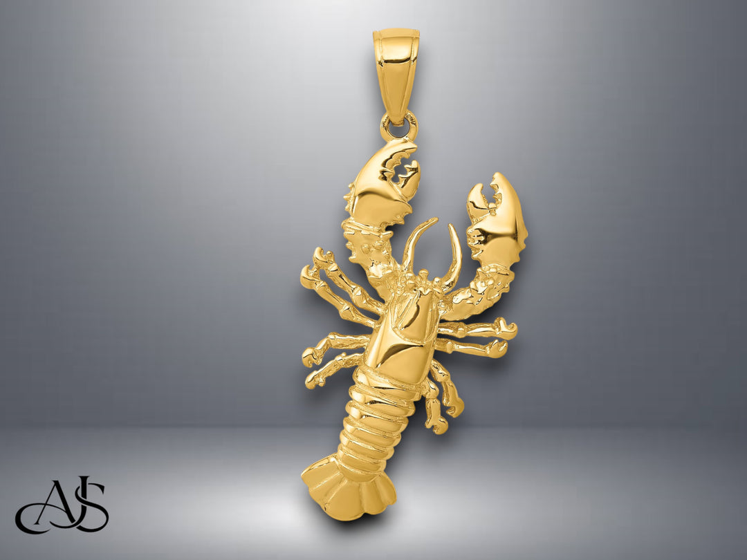 14K Yellow Gold Lobster Pendant with Necklace Chain Options