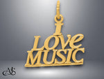Load image into Gallery viewer, 14K Yellow Gold I LOVE MUSIC Charm with Necklace Chain Options
