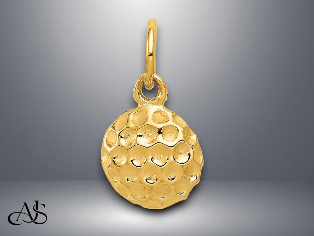 14K Yellow Gold Golf Ball Charm with Necklace Chain Options
