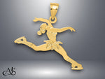 Load image into Gallery viewer, 14K Yellow Gold Ice Skater Jumping Charm with Necklace Chain Options
