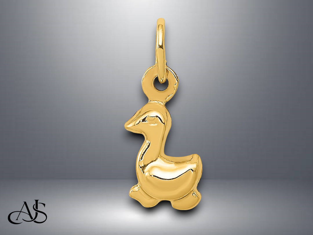 14K Yellow Gold Duck Charm with Necklace Chain Options