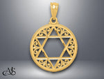 Load image into Gallery viewer, 14K Yellow Gold Filigree Star of David Pendant with Necklace Chain Options
