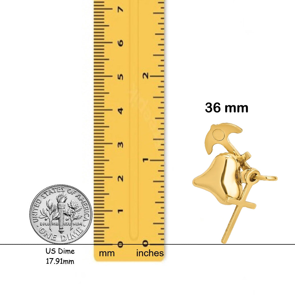 14K Yellow Gold 3D Faith, Hope And Charity Charm with Necklace Chain Options