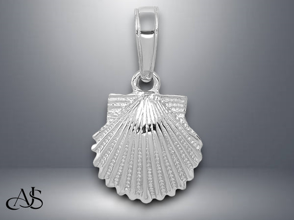 14K Yellow Gold or White Gold Scallop Shell Pendant with Necklace Chain Options