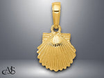 Load image into Gallery viewer, 14K Yellow Gold or White Gold Scallop Shell Pendant with Necklace Chain Options
