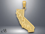 Load image into Gallery viewer, 14K Yellow Gold CALI GIRL State Map Pendant with Necklace Chain Options

