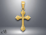 Load image into Gallery viewer, 14K Yellow Gold Diamond-cut Passion Cross Charm with Necklace Chain Options
