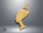 Load image into Gallery viewer, 14K Yellow Gold Satin Front / Polished Back Nefertiti Charm with Necklace Chain Options
