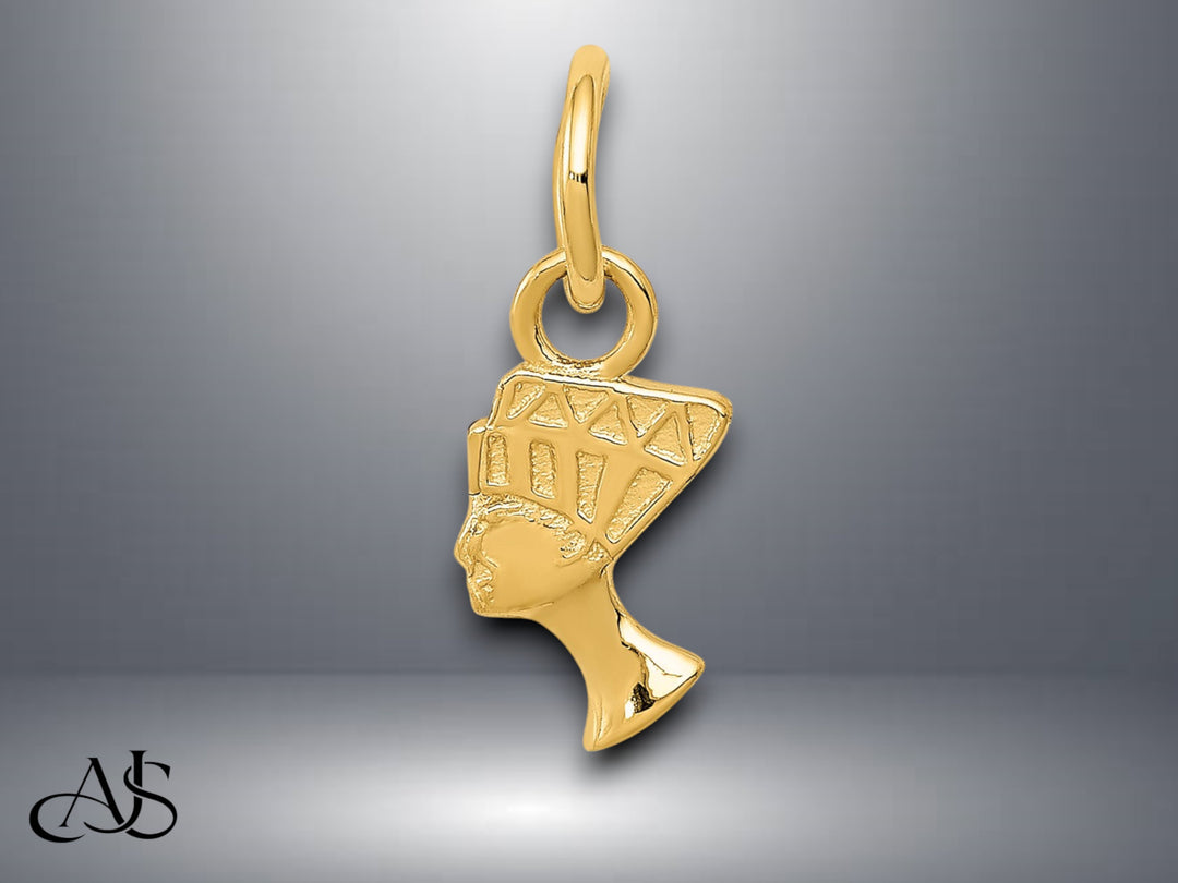 14K Yellow Gold Nefertiti Charm with Necklace Chain Options