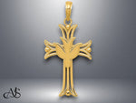 Load image into Gallery viewer, 14K Yellow Gold Dove on Cross Pendant with Necklace Chain Options
