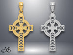 Load image into Gallery viewer, 14K Yellow Gold or White Gold Celtic Cross with Eternity Circle Pendant with Necklace Chain Options
