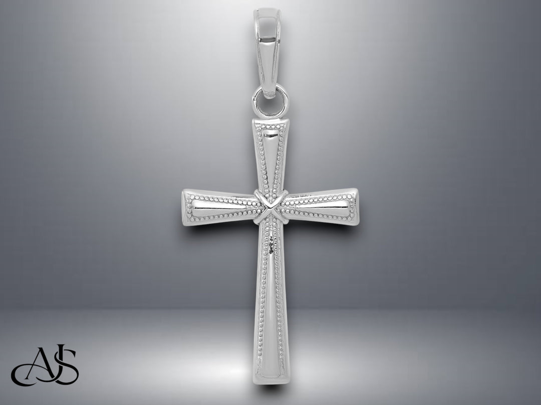 14K Yellow Gold or White Gold Diamond-cut X Cross Pendant with Necklace Chain Options