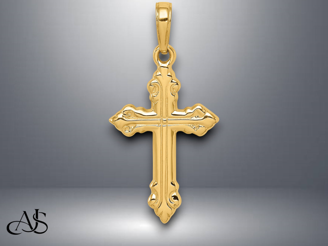 14K Yellow Gold Cross Pendant with Necklace Chain Options