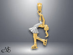 Load image into Gallery viewer, 14K Yellow Gold w/ Rhodium Ice Skater Pendant with Necklace Chain Options
