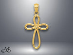 Load image into Gallery viewer, 14K Yellow Gold Ribbon Cross Pendant with Necklace Chain Options
