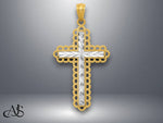 Load image into Gallery viewer, 14K Yellow Gold w/Rhodium Diamond Cut Cross Pendant with Necklace Chain Options
