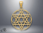 Load image into Gallery viewer, 14K Yellow Gold Star of David Circle Pendant with Necklace Chain Options

