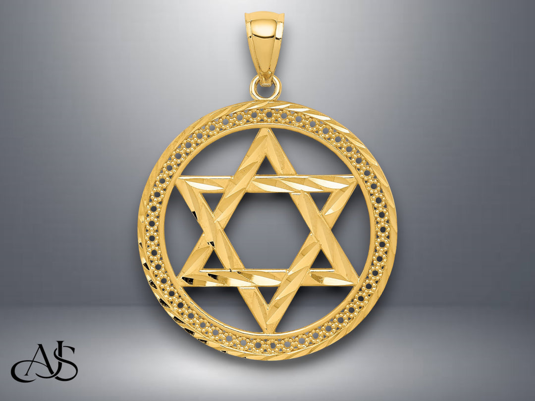 14K Yellow Gold Star of David Pendant with Necklace Chain Options
