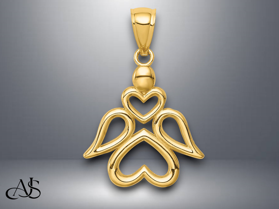 14K Yellow Gold Angel Pendant with Necklace Chain Options