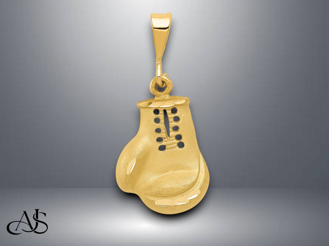 14K Yellow Gold Boxing Glove Charm with Necklace Chain Options