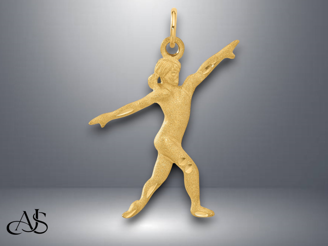 14K Yellow Gold Gymnast Charm with Necklace Chain Options